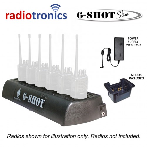 Radiotronics 6-Shot 6-Way Charger For Icom F3001 Radio (BP-265 Li-Ion Only)