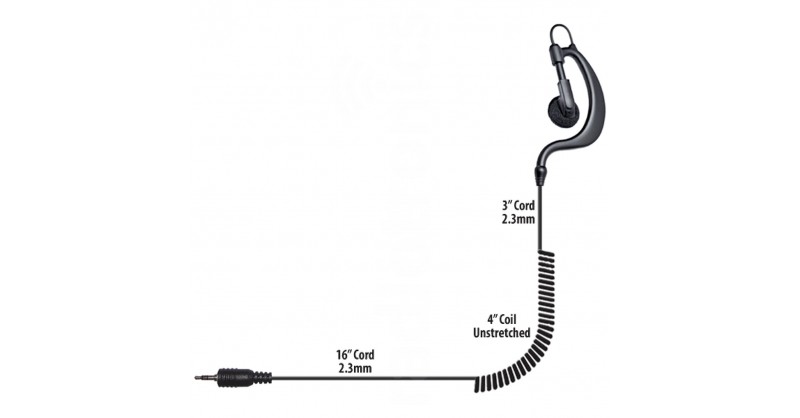 G-Shape Listen Only Earpiece (3.5mm Right Angle Connector, 12