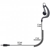 G-Shape Listen Only Earpiece (3.5mm Right Angle Connector, 12" Length)