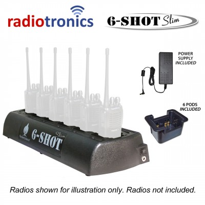 Radiotronics 6-Shot 6-Way Charger For Icom F3001 Radio (BP-264 Only)