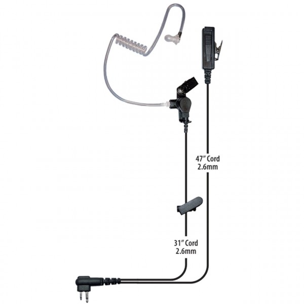 2-Wire FBI-Style Earpiece For Hytera & RCA Radios With 2-Pin Connector (With Screw)