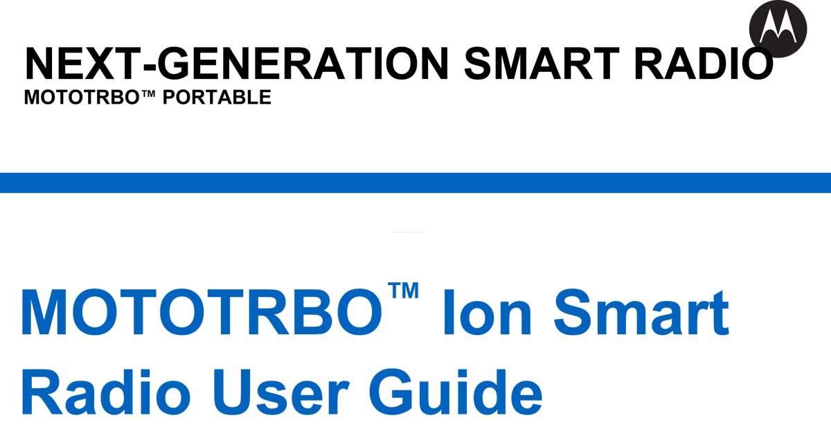 Motorola MOTOTRBO Ion User Guide